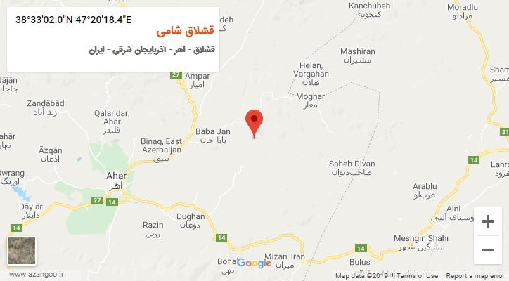 روستای قشلاق شامی بر روی نقشه