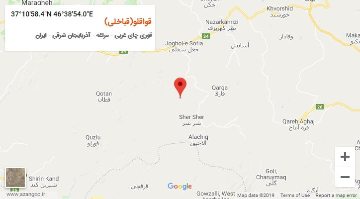 روستای قواقلو(قباخلی) بر روی نقشه