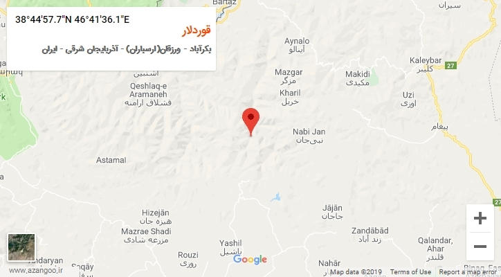 روستای قوردلار بر روی نقشه