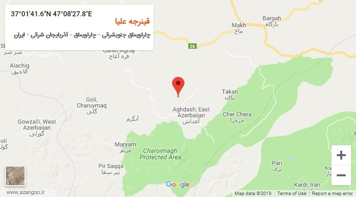 روستای قینرجه علیا بر روی نقشه