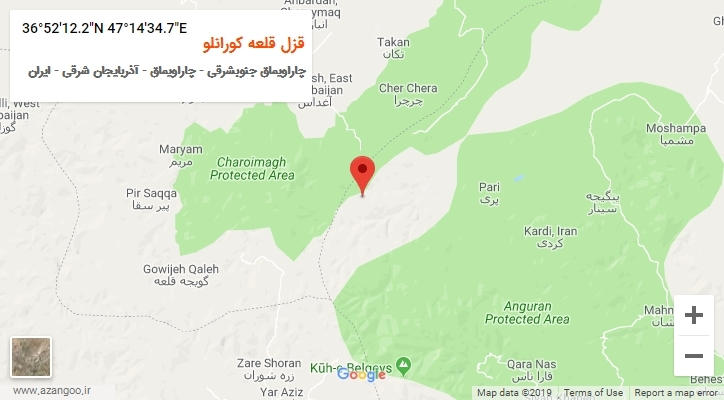 روستای قزل قلعه کورانلو بر روی نقشه