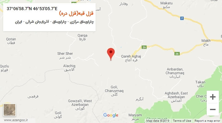 روستای قزل قیه(قزل دره) بر روی نقشه