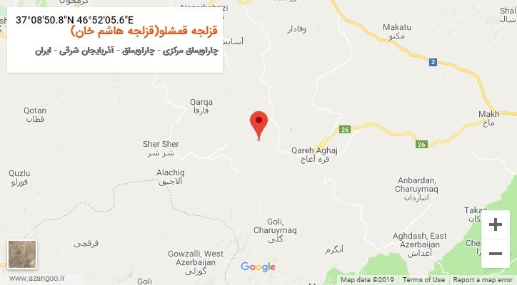 روستای قزلجه قمشلو(قزلجه هاشم خان) بر روی نقشه