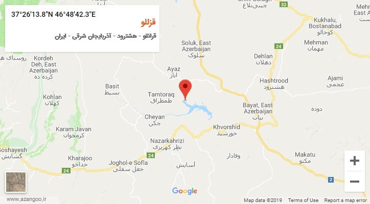 روستای قزللو بر روی نقشه