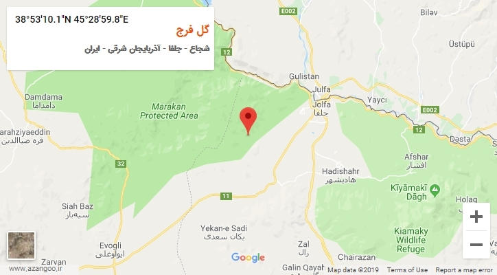 روستای گل فرج بر روی نقشه