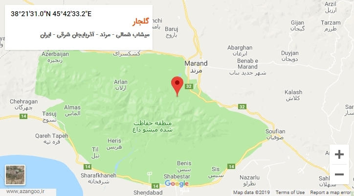 روستای گلجار بر روی نقشه