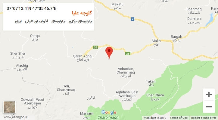 روستای گلوجه علیا بر روی نقشه