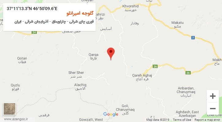 روستای گلوجه امیرانلو بر روی نقشه