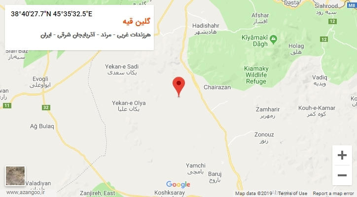 روستای گلین قیه بر روی نقشه