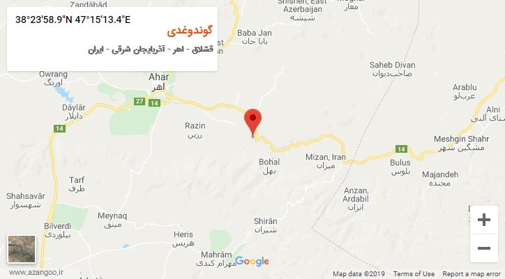 روستای گوندوغدی بر روی نقشه