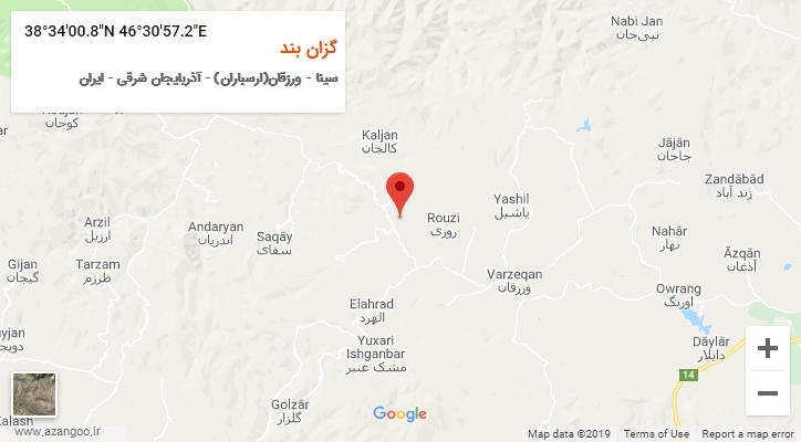 روستای گزان بند بر روی نقشه