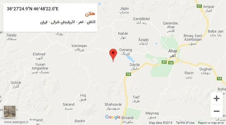 روستای هلان بر روی نقشه