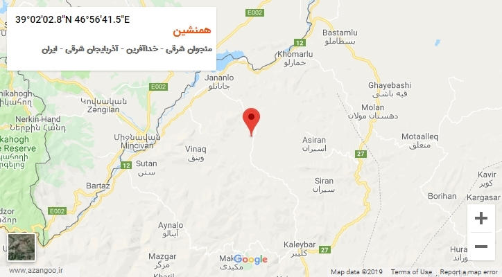 روستای همنشین بر روی نقشه