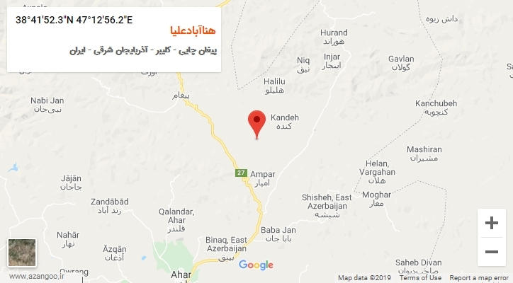 روستای هناآبادعلیا بر روی نقشه