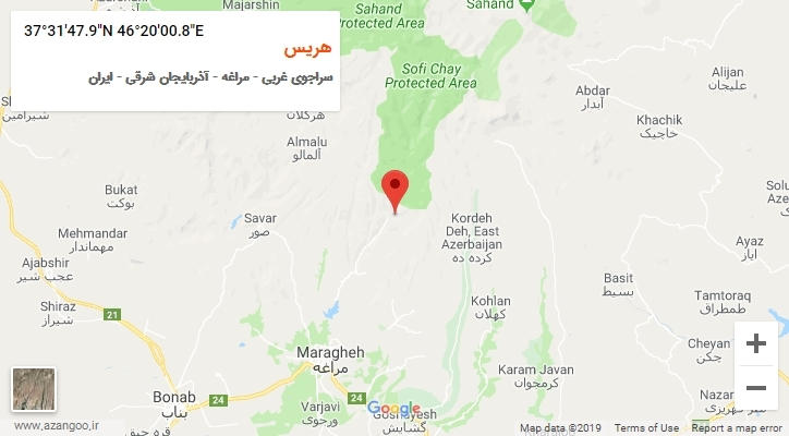 روستای هریس بر روی نقشه