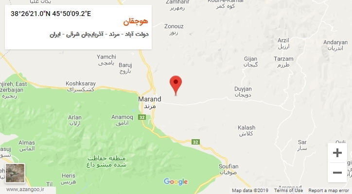 روستای هوجقان بر روی نقشه
