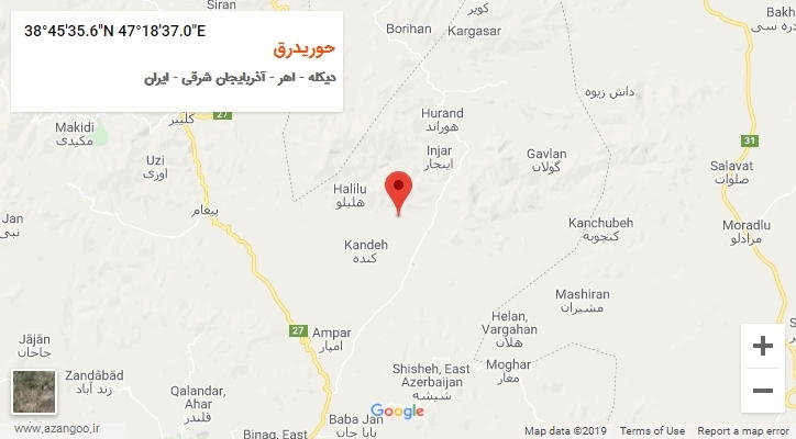 روستای حوریدرق بر روی نقشه