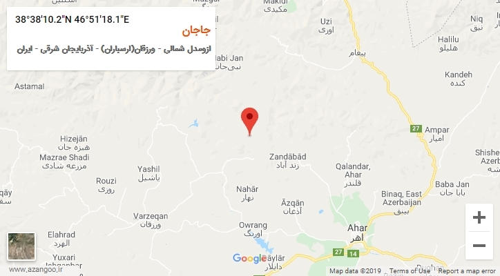 روستای جاجان بر روی نقشه