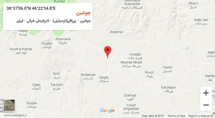 روستای جوشین بر روی نقشه