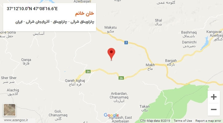 روستای خان خانم بر روی نقشه