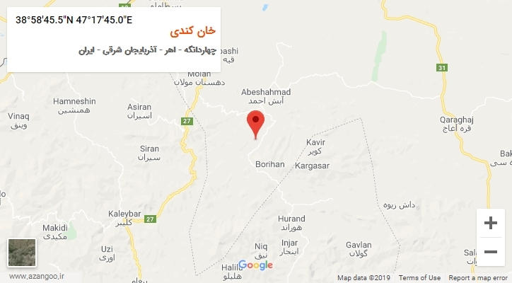 روستای خان کندی بر روی نقشه