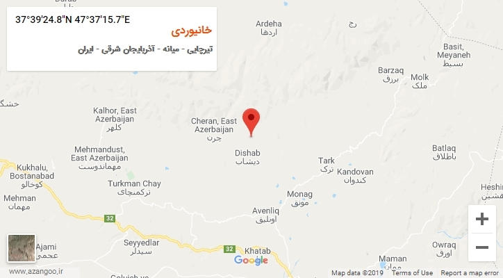 روستای خانیوردی بر روی نقشه