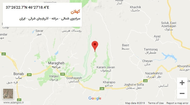 روستای کهلان بر روی نقشه