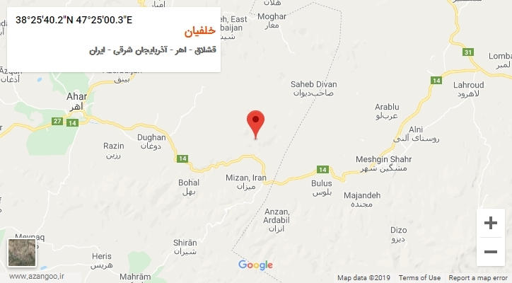 روستای خلفیان بر روی نقشه