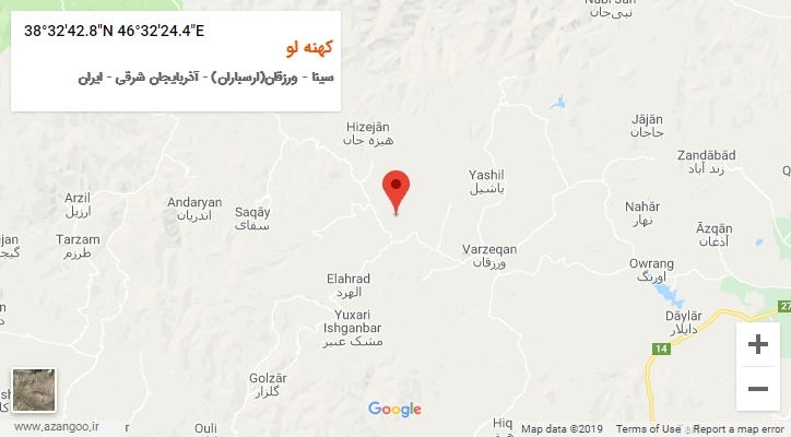 روستای کهنه لو بر روی نقشه