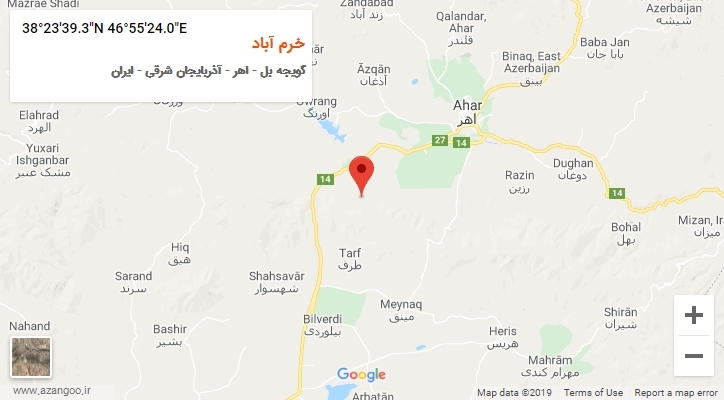 روستای خرم آباد بر روی نقشه