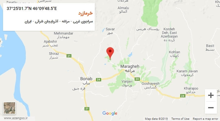روستای خرمازرد بر روی نقشه