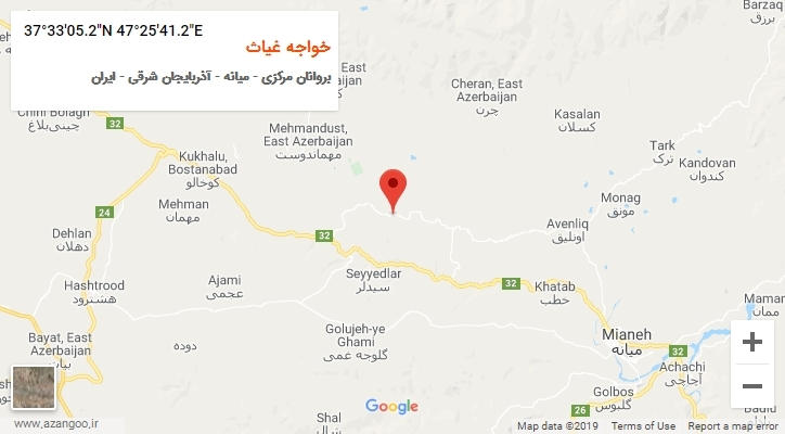 روستای خواجه غیاث بر روی نقشه