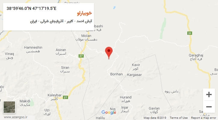 روستای خوبیارلو بر روی نقشه
