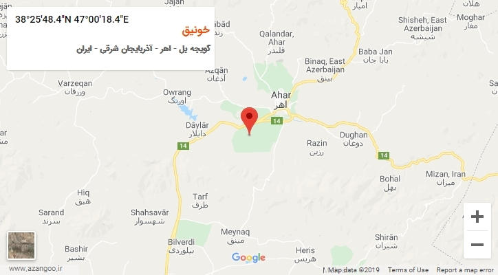 روستای خونیق بر روی نقشه