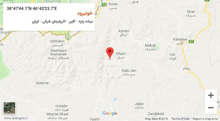 روستای خونیرود بر روی نقشه