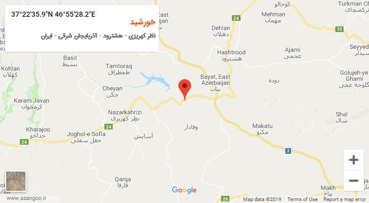 روستای خورشید بر روی نقشه