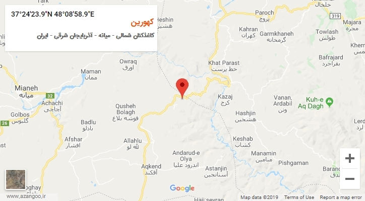 روستای کهورین بر روی نقشه