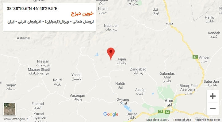 روستای خوین دیزج بر روی نقشه