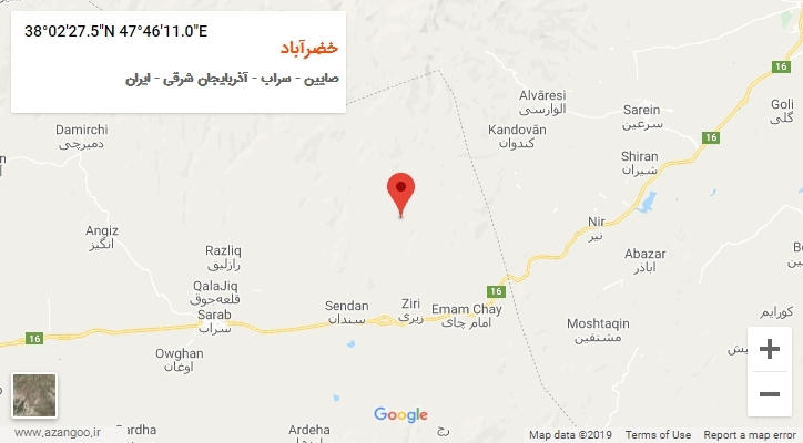 روستای خضرآباد بر روی نقشه