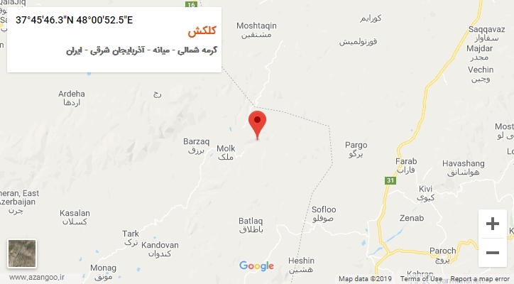 روستای کلکش بر روی نقشه