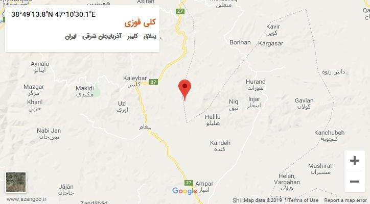 روستای کلی قوزی بر روی نقشه
