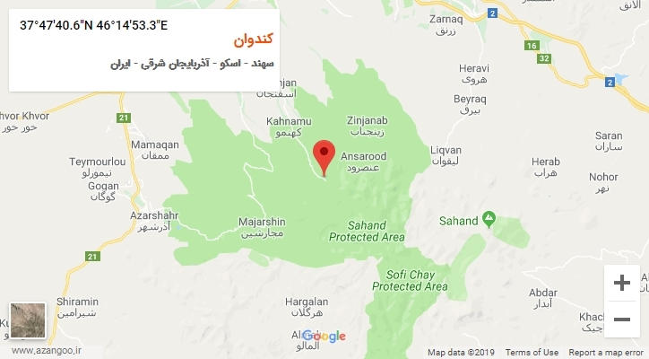 روستای کندوان بر روی نقشه