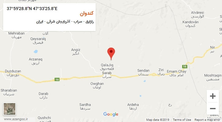 روستای کندوان بر روی نقشه
