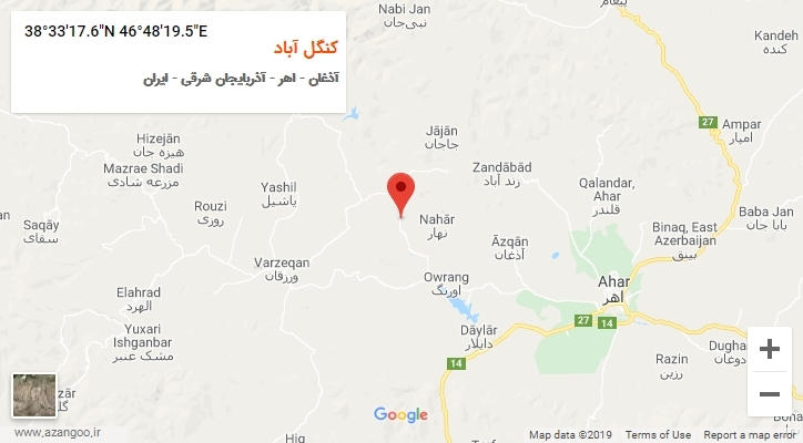روستای کنگل آباد بر روی نقشه
