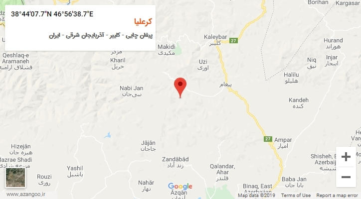 روستای کرعلیا بر روی نقشه