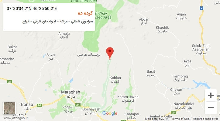 روستای کرده ده بر روی نقشه