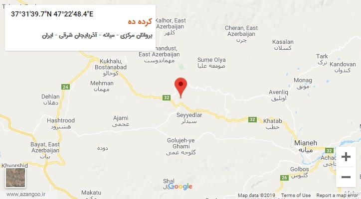 روستای کرده ده بر روی نقشه