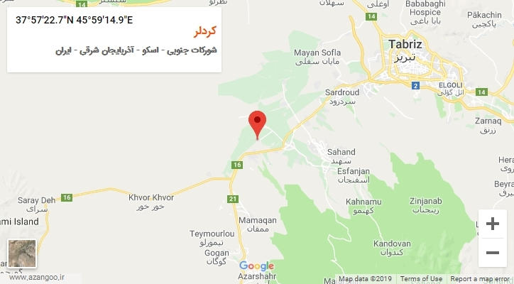 روستای کردلر بر روی نقشه