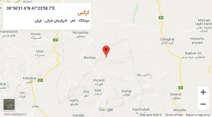 روستای کرگس بر روی نقشه