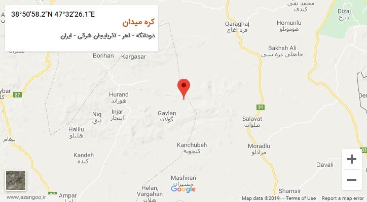 روستای کره میدان بر روی نقشه